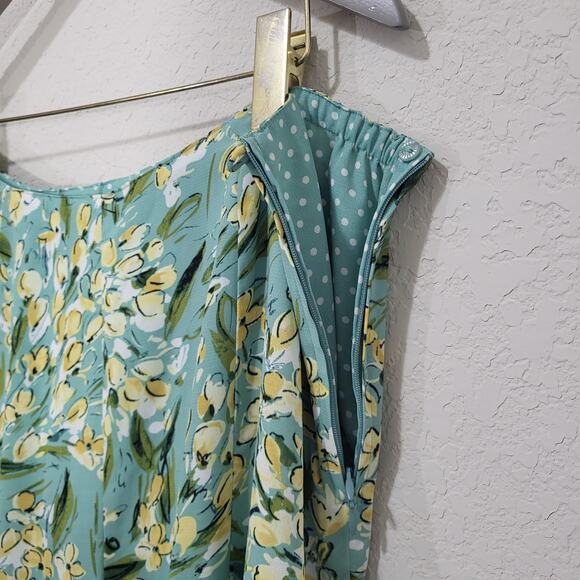 Emma James Reversible Skirt Womens Size 18W Floral Polkadot Summer Feminine - Picture 7 of 14